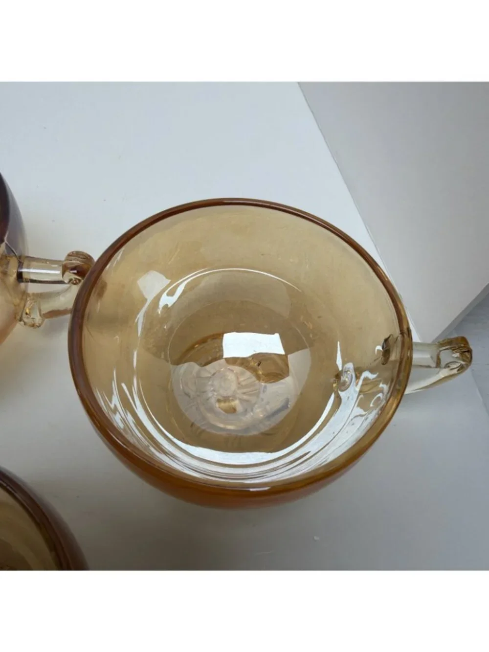 Vintage Jeanette Glass Eggnog Set Bowl & 6 Cups Marigold Carnival Glass